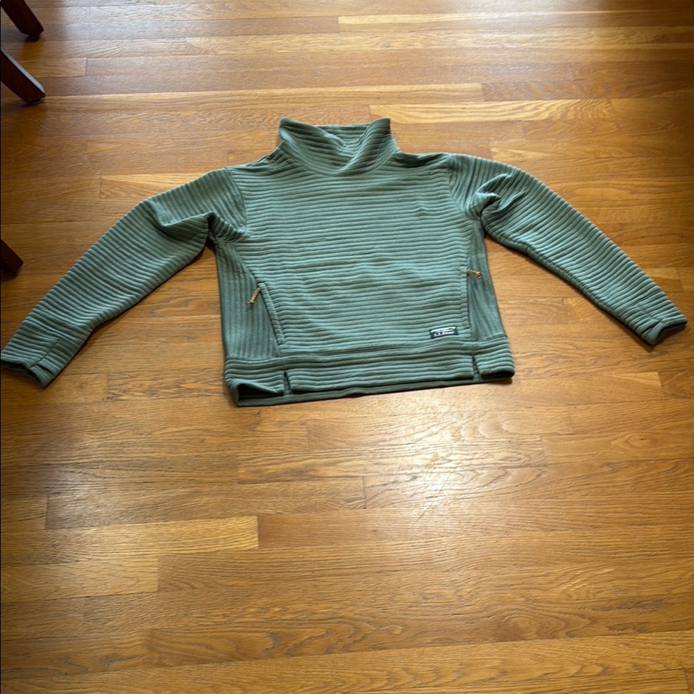 Green Ribbed Pullover Sweater LL Bean